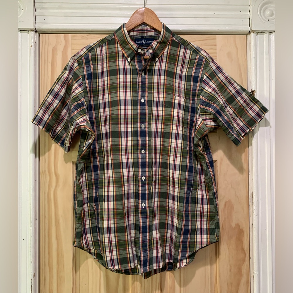 Ralph Lauren Shortsleeved Collared Button-down Sz Large EUC